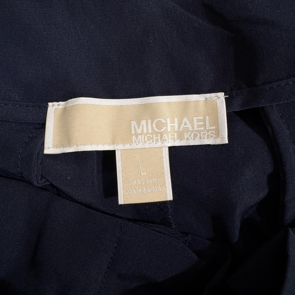 Michael Kors Navy blue belted wide leg pants - Picture 3 of 7